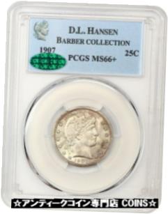 yɔi/iۏ؏tz AeB[NRC d 1907 25c PCGS/CAC MS66+ - Barber Quarter - Gem Type Coin [] #oct-wr-3607-1435