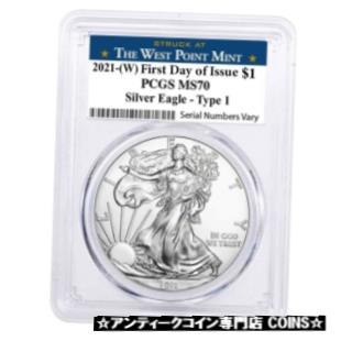 ڶ/ʼݾڽա ƥ    [̵] 2021 (W) 1 oz Silver American Eagle $1 Coin PCGS MS 70 FDOI (West Point)