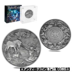 【極美品/品質保証書付】 アンティークコイン コイン 金貨 銀貨 送料無料 2021 Chad 2 oz Silver Mermaid Unicorn Mythical Creatures Antiqued Coin (w/Box)