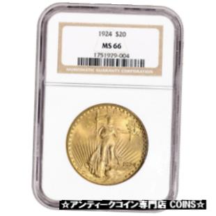 【極美品/品質保証書付】 アンティークコイン 金貨 1924 US Gold $20 Saint-Gaudens Double Eagle - NGC MS66 [送料無料] #got-wr-3616-559