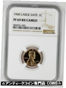 ڶ/ʼݾڽա ƥ    [̵] 1960 PROOF LINCOLN MEMORIAL CENT 1C LARGE DATE NGC PF 69 RD RED UNC - CAMEO (003