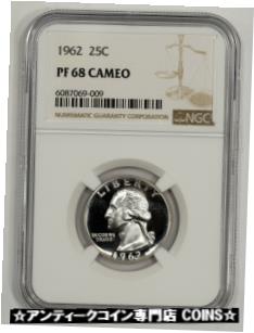 【極美品/品質保証書付】 アンティークコイン コイン 金貨 銀貨 [送料無料] 1962 PROOF WASHINGTON QUARTER 25C NGC CERTIFIED PF 68 CAMEO (009)