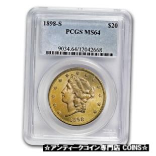 【極美品/品質保証書付】 アンティークコイン 金貨 1898-S $20 Liberty Gold Double Eagle MS-64 PCGS [送料無料] #got-wr-3630-1323