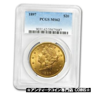 【極美品/品質保証書付】 アンティークコイン 金貨 1897 $20 Liberty Gold Double Eagle MS-62 PCGS - SKU #12498 [送料無料] #got-wr-3630-2034