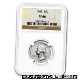 【極美品/品質保証書付】 アンティークコイン コイン 金貨 銀貨 [送料無料] 1963 Washington Quarter PF-68 NGC - SKU#229463