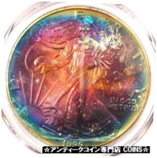 yɔi/iۏ؏tz AeB[NRC RC   [] 1995 Toned American Silver Eagle Dollar $1 ASE - PCGS MS67 - Rainbow Toning Coin