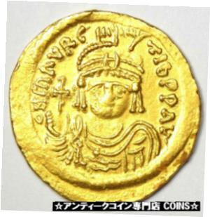  アンティークコイン コイン 金貨 銀貨  Byzantine Maurice Tiberius AV Solidus Gold Coin 582-602 AD - NGC Choice AU