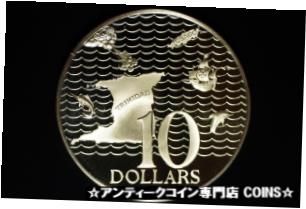 【極美品/品質保証書付】 アンティークコイン コイン 金貨 銀貨 送料無料 1977 Trinidad Tobago Large Sterling Silver Proof 10-Map/Ship/Dolphin/Swordfish