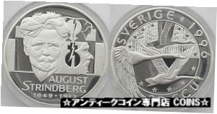 【極美品/品質保証書付】 アンティークコイン コイン 金貨 銀貨 送料無料 1996 Sweden Large Proof Silver 20 Ecu August Strindberg/ Geese