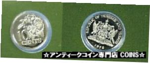 【極美品/品質保証書付】 アンティークコイン コイン 金貨 銀貨 [送料無料] 1978 Trinidad &Tobago Proof 10 c Hibiscus flower