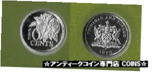 【極美品/品質保証書付】 アンティークコイン コイン 金貨 銀貨 [送料無料] 1975 Trinidad &Tobago Proof 10 c Hibiscus flower