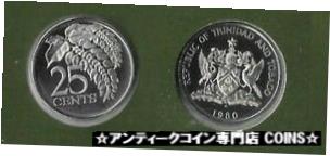 【極美品/品質保証書付】 アンティークコイン コイン 金貨 銀貨 [送料無料] 1980 Trinidad &Tobago Proof 25 c chaconia flower