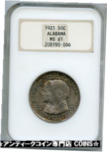 楽天金銀プラチナ　ワールドリソース【極美品/品質保証書付】 アンティークコイン コイン 金貨 銀貨 [送料無料] 1921 Alabama Centennial Commemorative Silver Half Dollar NGC MS61 Coin - JK275