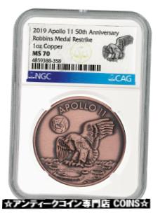 ڶ/ʼݾڽա ƥ    [̵] 2019 Apollo 11 50th Robbins Medal 1 oz Copper Antiqued Medal NGC MS70 SKU55120