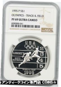 【極美品/品質保証書付】 アンティークコイン コイン 金貨 銀貨 送料無料 1995-P Olympics Track Field 1 NGC PF 69 Ultra Cameo Modern Silver Commemorative