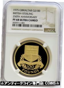  アンティークコイン 金貨 1975 GOLD GIBRALTAR 750 MINTED 100 POUNDS NGC PROOF 68 UC "BRITISH STERLING"  #got-wr-3724-527