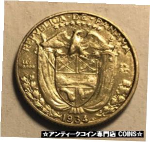  アンティークコイン コイン 金貨 銀貨  PANAMA - Un Decimo de Balboa 1934 - Silver Coin - Extra Fine - KEY DATE!