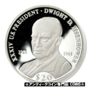 リベリア ドワイト・D・アイゼンハワー $20 2000 プルーフ銀貨 KM-899Liberia Dwight D. Eisenhower $20 2000 Proof Silver Coin KM-899