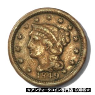 ڶ/ʼݾڽա ƥ    [̵] USA Large Cent Braided Hair 1c 1849 Very Good