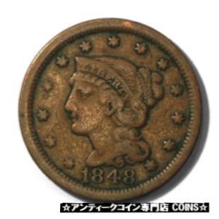 ڶ/ʼݾڽա ƥ    [̵] USA Large Cent Braided Hair 1c 1848 Very Fine