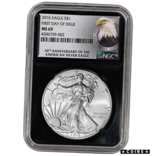 【極美品/品質保証書付】 アンティークコイン コイン 金貨 銀貨 [送料無料] 2016 American Silver Eagle - NGC MS69 - First Day of Issue - 30th Ann - Retro