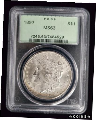 【極美品/品質保証書付】 アンティークコイン コイン 金貨 銀貨 [送料無料] 1897 Morgan Silver Dollar PCGS MS63 OGH (Old Green Holder)