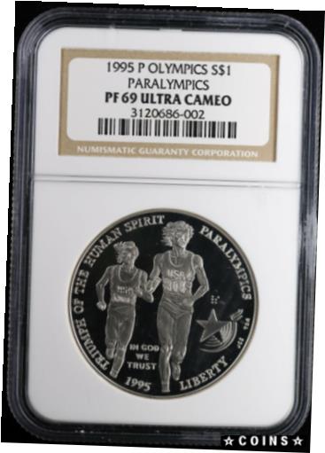 【極美品/品質保証書付】 アンティークコイン コイン 金貨 銀貨 送料無料 1995 P Olympics Paralympics Proof Commemorative Silver Dollar NGC PF 69 UltraCam