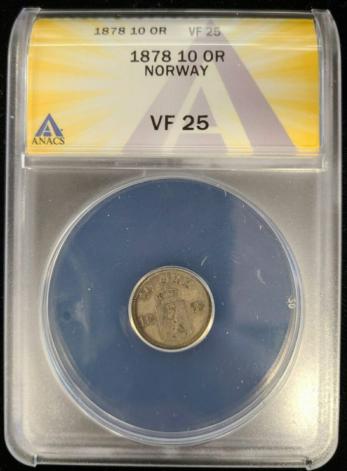  アンティークコイン コイン 金貨 銀貨  1878 Norway Silver 10 Ore ANACS VF25 Oscar II Broderfolkenes Lion Norwegian