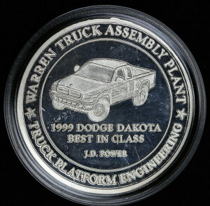 1999 ダッジ ダコタ ウォーレン ミシガン トラック組立工場 シルバー アート ラウンド JD パワー1999 Dodge Dakota Warren Michigan Truck Assembly Plant Silver Art Round JD Power