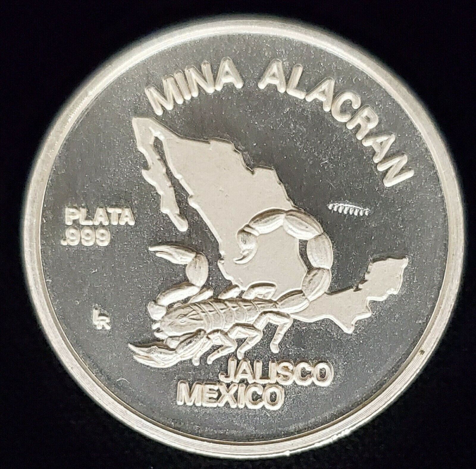  アンティークコイン コイン 金貨 銀貨  1988 Minerales De Bolanos 999 Fine Silver Round Mina Alacran Scorpion