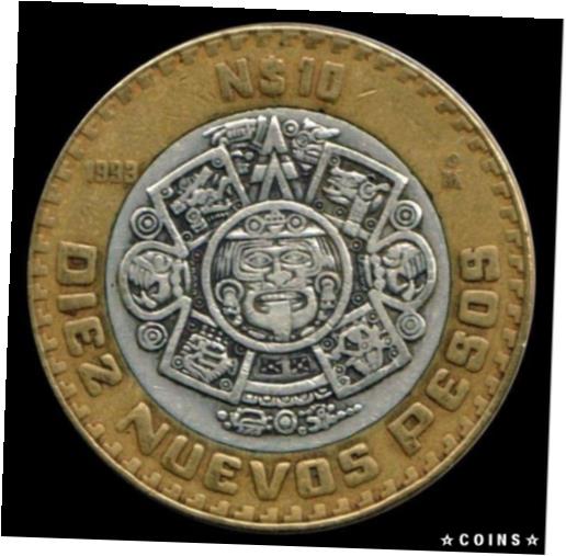  アンティークコイン コイン 金貨 銀貨  1992-1995 Mexico Bimetallic .925 Sterling Silver Center N$10 Diez Nuevos Pesos