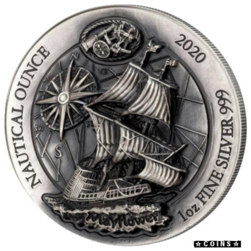 ڶ/ʼݾڽա ƥ    [̵] 2020 Rwanda Nautical Ounce Series Mayflower Silver Antiq. Capsuled HR Coin COA