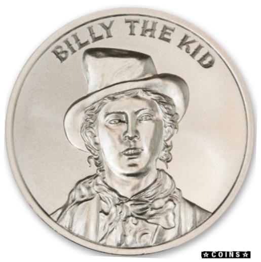 【極美品/品質保証書付】 アンティークコイン コイン 金貨 銀貨 [送料無料] 2oz Billy The Kid BU .999 Silver Round Wild West Legends Outlaw Gang