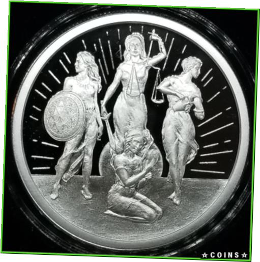 【極美品/品質保証書付】 アンティークコイン コイン 金貨 銀貨 送料無料 2020 1oz Rising Virtues Proof Silver Shield Cardinal Virtues Series 8