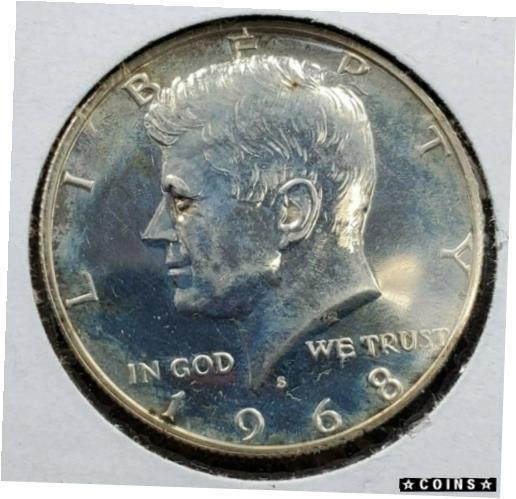 ڶ/ʼݾڽա ƥ    [̵] 1968 s Kennedy 40% Silver Half Dollar Coin Choice Proof Light Blue Toning Toner