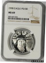1998 年 自由の女神 1 オンス プラチナ アメリカン イーグル $100 MS 69 NGC 1 オンス1998 Statue of Liberty On...