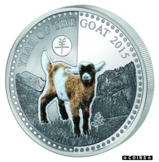 【極美品/品質保証書付】 アンティークコイン コイン 金貨 銀貨 送料無料 Benin 2015 1000 Francs CFA Year of the Goat Haptic Perception 1oz Limited Silver