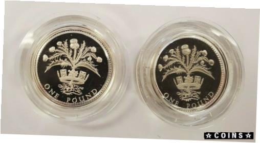 ڶ/ʼݾڽա ƥ    [̵] 2 Coins-1984 UK .925 Silver Proof 1 Pound Piedfort Scottish Thistle Coins P4 *