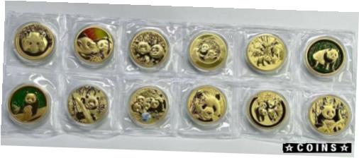 ڶ/ʼݾڽա ƥ    [̵] 2021 China 12 x 40mm Chinese Lunar (Zodiac) Gilt Copper Panda Medals Set