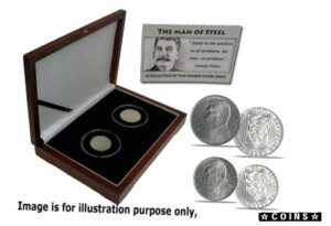 マン・オブ・スティール: ヨシフ・スターリンの肖像画をフィーチャーしたコイン 2 枚入りボックスMan of Steel: Box of 2 Coins Featuring Portrait of Joseph Stalin