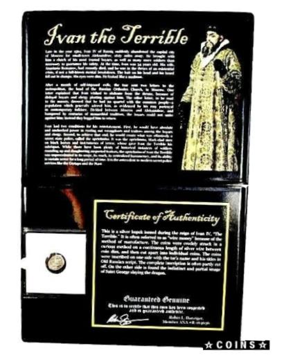  アンティークコイン コイン 金貨 銀貨  Ivan the Terrible Silver Kopek Coin In Album,With Story, And Certificate