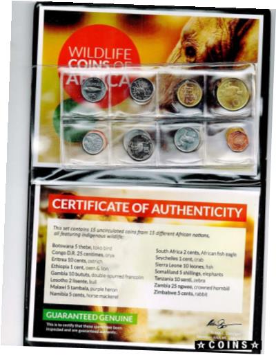 ڶ/ʼݾڽա ƥ    [̵] 15 Different African Nations Wildlife Coins Certificate of Authenticity,Album