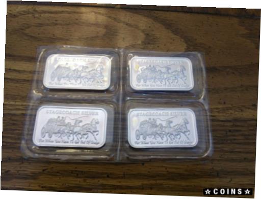  アンティークコイン コイン 金貨 銀貨  4 - 1 oz. .999 Fine Silver Bar - Stagecoach Silver Bar - Divisible - NWTM