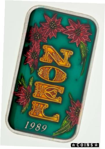 クリスマス ノエル 1989 エナメルペイント付き ミント製 1 オンスシルバーアートバーCHRISTMAS NOEL 1989 with Enamel Paint By The Mint 1 oz. Silver Art Bar