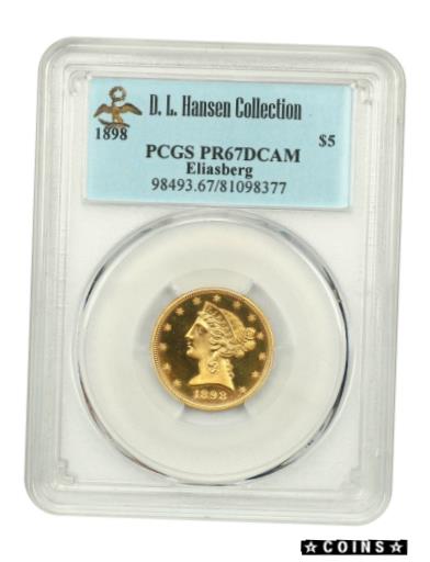 【極美品/品質保証書付】 アンティークコイン 金貨 1898 $5 PCGS PR 67 DCAM ex: D.L. Hansen - Libert..