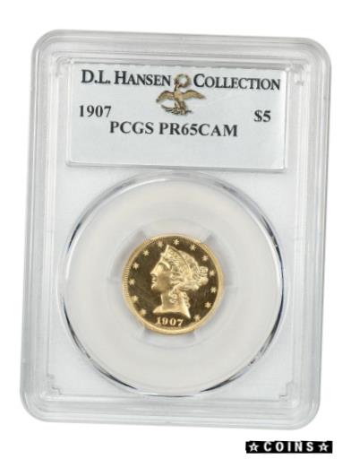 【極美品/品質保証書付】 アンティークコイン 硬貨 1907 $5 PCGS PR 65 CAM ex: D.L. Hansen - Scarce Proof Half Eagle [送料無料] #oot-wr-4077-303