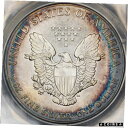 【極美品/品質保証書付】 アンティークコイン コイン 金貨 銀貨 [送料無料] 1986 AMERICAN SILVER EAGLE ANACS MS69 AMAZING TONED BU BLUE COLOR UNC (MR)