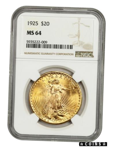 【極美品/品質保証書付】 アンティークコイン 金貨 1925 $20 NGC MS64 - Saint Gaudens Double Eagle - Gold Coin [送料無料] #gct-wr-4085-234