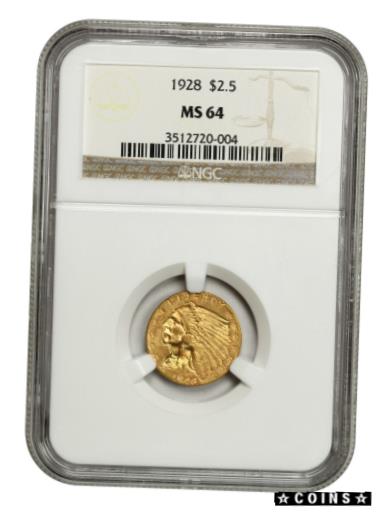 ڶ/ʼݾڽա ƥ    [̵] 1928 $2 1/2 NGC MS64 - Great Type Coin - 2.50 Indian Gold Coin - Great Type Coin