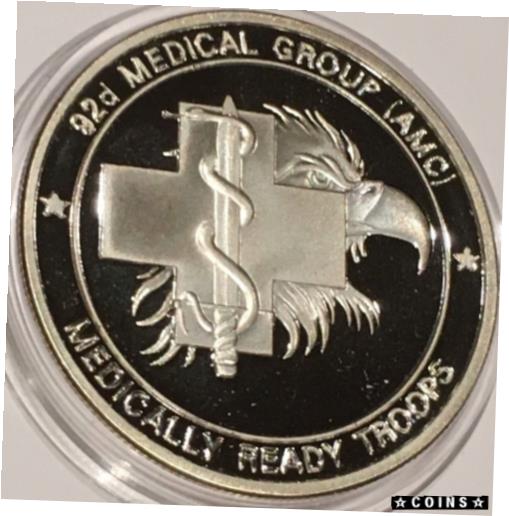 楽天金銀プラチナ　ワールドリソース【極美品/品質保証書付】 アンティークコイン コイン 金貨 銀貨 [送料無料] Fairchild Air Force Base 92nd Medical Group AMC 1 Troy Oz .999 Fine Silver Coin